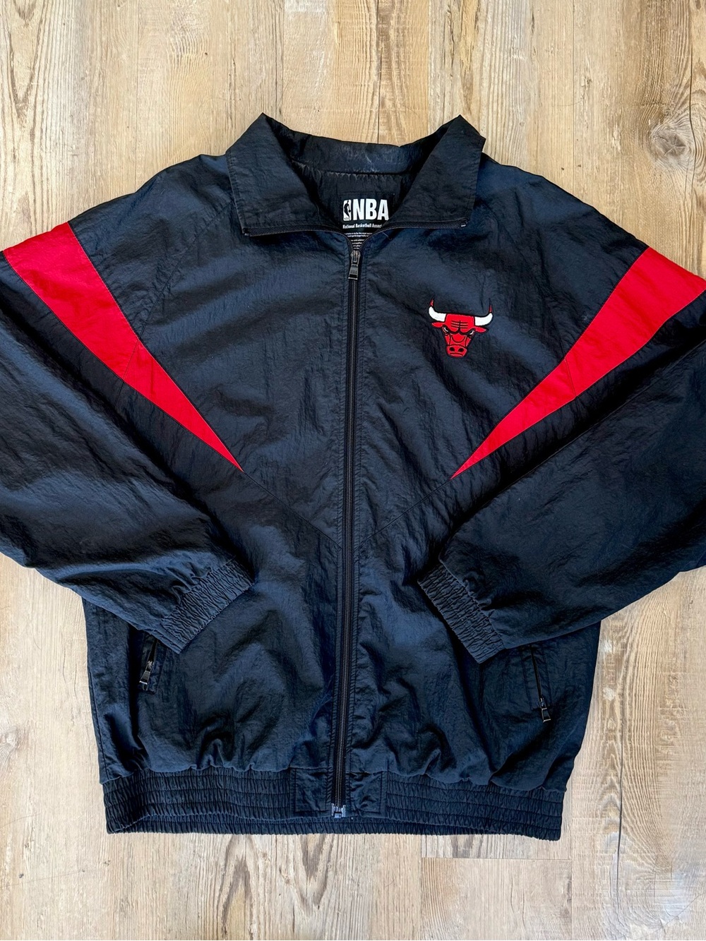 NBA Chicago Bulls Black and Red Windbreaker Jacket